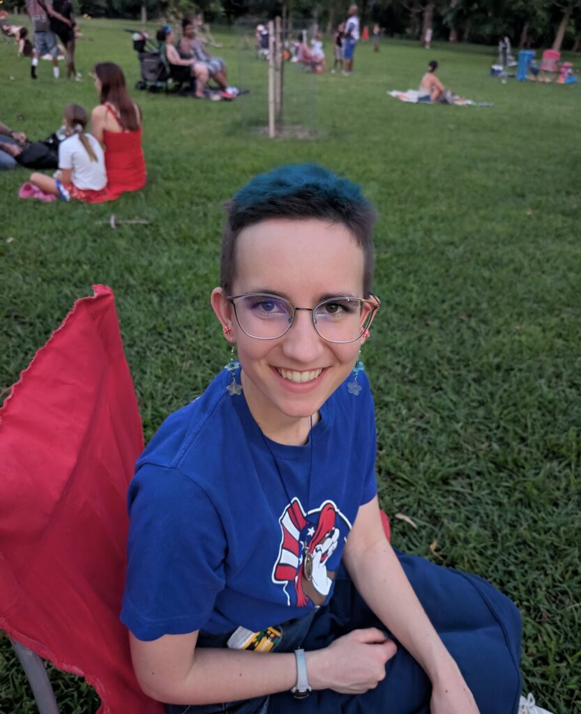 The top of my blue mohawk.