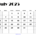 A calendar showing the month of July 2025.